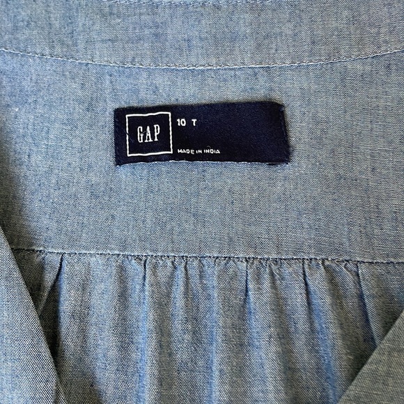 Gap Shirt Dress Chambray Blue 10 T - Picture 2 of 7